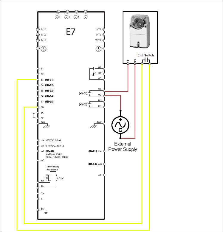 Setting Up a Damper Actuator and End Switch for an E7 Drive