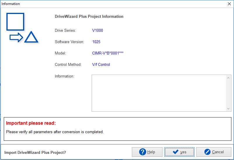 Converting a DriveWizard Plus File to a DriveWizard Industrial File